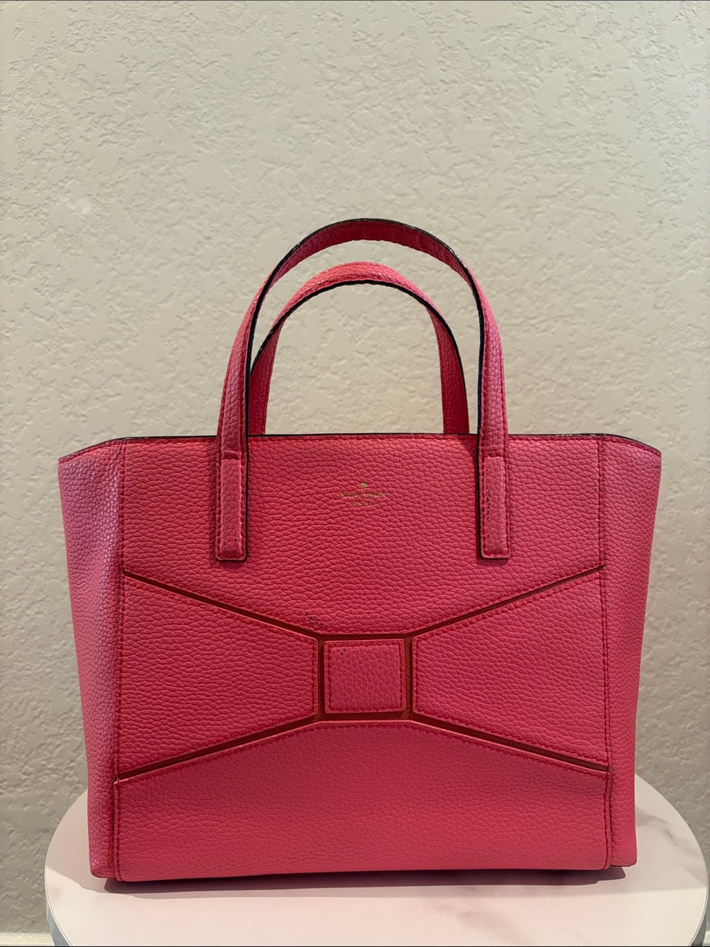 Kate Spade New York Pink Structured Tote Bag with Bow Detail